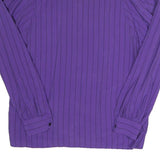 LIVE BY PAGE Womens Purple Stripe Shirt Long Sleeve Button Neck M Stylish Cotton