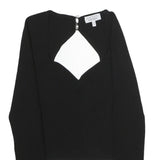 & OTHER STORIES Womens Black Cut Out Long Sleeve Round Neck Cotton Top M Fitted