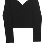 & OTHER STORIES Womens Black Cut Out Long Sleeve Round Neck Cotton Top M Fitted