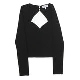 & OTHER STORIES Womens Black Cut Out Long Sleeve Round Neck Cotton Top M Fitted