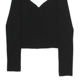 & OTHER STORIES Womens Black Cut Out Long Sleeve Round Neck Cotton Top M Fitted