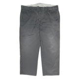 DICKIES Mens Cotton Grey Regular Straight Trousers W40 L27 Workwear Zip Closure