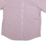 TOMMY HILFIGER Mens Red & White Check Shirt L Short Sleeve Cotton Blend Casual
