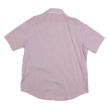 TOMMY HILFIGER Mens Red & White Check Shirt L Short Sleeve Cotton Blend Casual