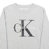 CALVIN KLEIN JEANS Womens Grey Sweatshirt Crew Neck S Logo Print Cotton Pullover
