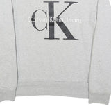 CALVIN KLEIN JEANS Womens Grey Sweatshirt Crew Neck S Logo Print Cotton Pullover
