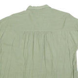 GAP Womens Green Button Shirt Short Sleeve Collared Cotton Blend L Relaxed Fit