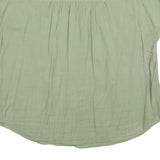 GAP Womens Green Button Shirt Short Sleeve Collared Cotton Blend L Relaxed Fit