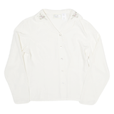 SUSAN BRISTOL Womens White Shirt UK 10 Floral Embroidered Collar Button Shirt