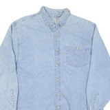 FARGO Mens Blue Denim Shirt L Cotton Blend Button Down Collar Long Sleeve Casual