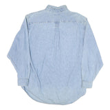 FARGO Mens Blue Denim Shirt L Cotton Blend Button Down Collar Long Sleeve Casual