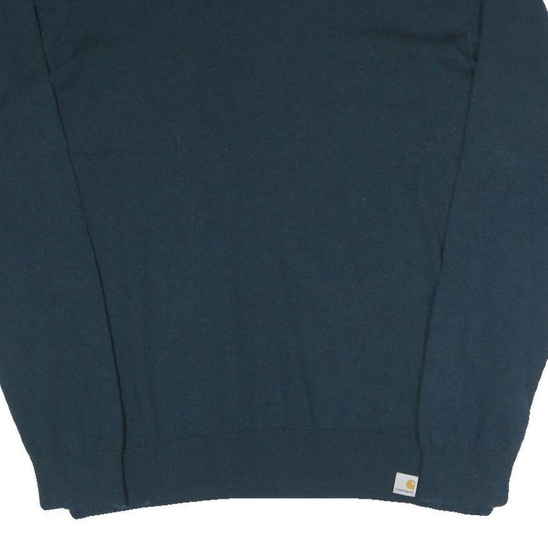 CARHARTT Mens Blue Plain Crew Neck Basic Knit Jumper M Cotton Blend Casual