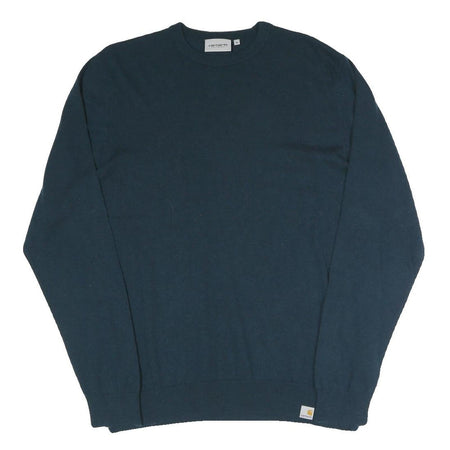 CARHARTT Mens Blue Plain Crew Neck Basic Knit Jumper M Cotton Blend Casual