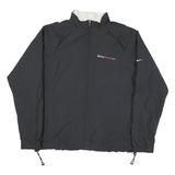NIKE Mens Black Sports Logo Zip Jacket L Polyester Blend Plain Lightweight