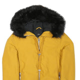 ZARA Womens Yellow Polyster Blend Winter Jacket S Hooded Zip Puffer Warm