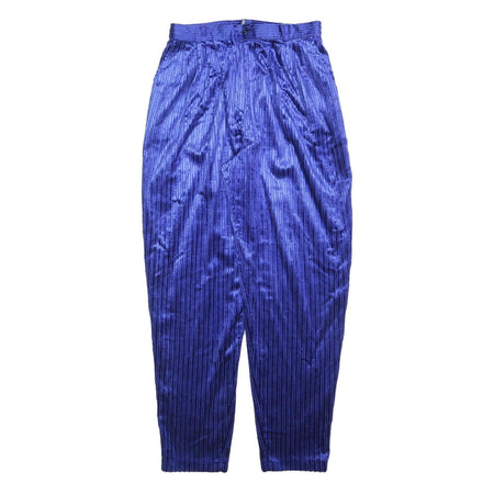 Womens Relaxed Blue Cotton Blend Zip Trousers W29 L30 Vertical Stripe Comfort