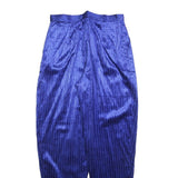 Womens Relaxed Blue Cotton Blend Zip Trousers W29 L30 Vertical Stripe Comfort