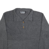 MOUNTAIN GEAR Womens Grey Plain Rugby Collar Polyester Jumper M Outdoor Casual