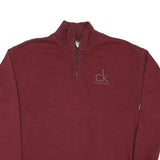 CALVIN KLEIN JEANS Mens Maroon 1/4 Zip S Sweatshirt Pullover Casual Cotton Blend