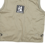 COOL IMAGEN Mens Beige Cotton Blend Utility Jacket L Zip Pockets Patchwork Style