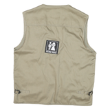 COOL IMAGEN Mens Beige Cotton Blend Utility Jacket L Zip Pockets Patchwork Style