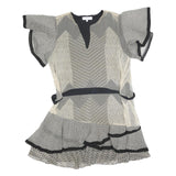 REISS Womens Black & Cream Printed Fit & Flare Woven Dress Short Sleeve UK 14