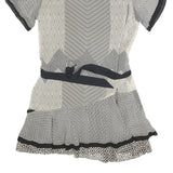 REISS Womens Black & Cream Printed Fit & Flare Woven Dress Short Sleeve UK 14