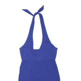 Womens Blue Halter Mini Dress Cotton Blend Sleeveless Summer Casual L