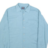 BARBADOS Mens Blue Cotton Shirt M Classic Long Sleeve Button Shirt Casual