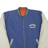 Mens Blue & Cream Hartwick Creeks College Bomber Jacket L Polyester Blend Zip