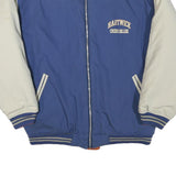Mens Blue & Cream Hartwick Creeks College Bomber Jacket L Polyester Blend Zip