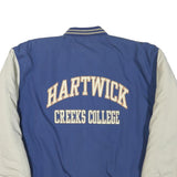 Mens Blue & Cream Hartwick Creeks College Bomber Jacket L Polyester Blend Zip