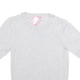 KATE SPADE Womens Light Grey Plain Wool Blend Pullover Crew Neck Jumper M