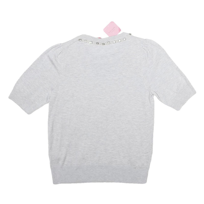 KATE SPADE Womens Light Grey Plain Wool Blend Pullover Crew Neck Jumper M