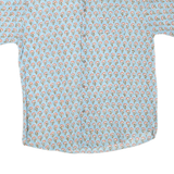 Mens Blue Cotton Blend Printed Shirt XL Casual Button Front Lightweight