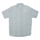 Mens Blue Cotton Blend Printed Shirt XL Casual Button Front Lightweight