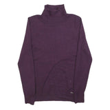 CALVIN KLEIN Womens Purple Plain Pullover Roll Neck Basic Knit M Soft Jumper