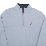 NAUTICA Mens Grey Quarter Zip M Sweatshirt Cotton Blend Pullover Casual