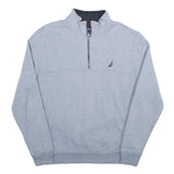 NAUTICA Mens Grey Quarter Zip M Sweatshirt Cotton Blend Pullover Casual