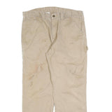 CARHARTT Mens Relaxed Beige Cotton Blend Trousers W36 L30 Workwear