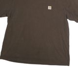 CARHARTT Mens Brown & Yellow Pocket T-Shirt 2XL Short Sleeve Crew Neck Workwear