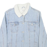 GLAMOROUS Womens Blue Denim Jacket S Cotton Blend Button Plain Casual Fashion
