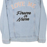 GLAMOROUS Womens Blue Denim Jacket S Cotton Blend Button Plain Casual Fashion