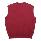PGA TOUR Mens Red Patterned V-Neck Basic Knit Jumper XL Cotton Blend Sleeveless