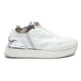 REPLAY Womens Chunky Trainers White Synthetic UK 6 Faux Fur Trim Casual Fashion