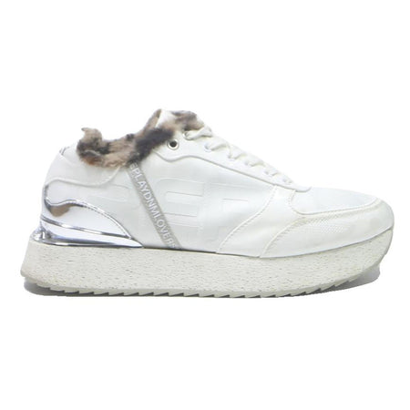 REPLAY Womens Chunky Trainers White Synthetic UK 6 Faux Fur Trim Casual Fashion