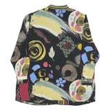 ERFE Womens Black Abstract Floral Shirt Dress Polyester Long Sleeve L Casual