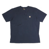 CARHARTT Mens Navy Blue T-Shirt 2XL Short Sleeve Crew Neck Pocket Logo Cotton