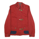LAUREN RALPH LAUREN Womens Red & Navy Cotton Jacket L Woven Zip Closure