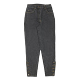 EXPLORER Womens Relaxed Black Denim Jeans Stone Wash W26 L29 Button Detail
